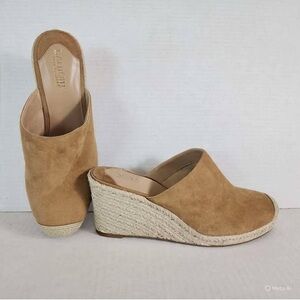 Lauren Ralph Lauren Pennie Espadrille Beige Suede Wedge Heels Sandals  7.5